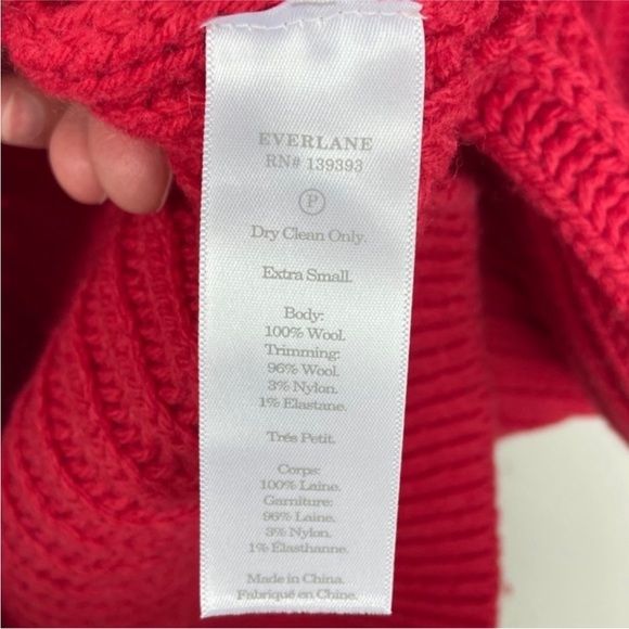 Everlane Soft Rib Turtleneck Sweater Red 100% Wool - Picture 3 of 4